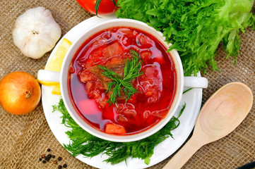 Traditional Russian-Ukrainian borscht soup