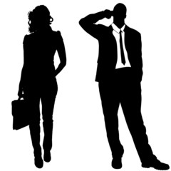 Vector silhouettes of business people.