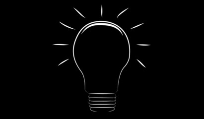 Vector bulb silhouette on black background