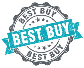 Best buy blue grunge retro style isolated seal