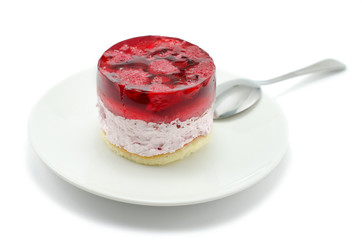 Cake with raspberries close-up