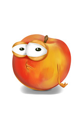 Sad orange peach cartoon, a depressed, disappointed character.