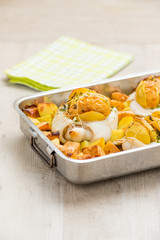 Teglia di seppie ripiene con patate e mele al forno