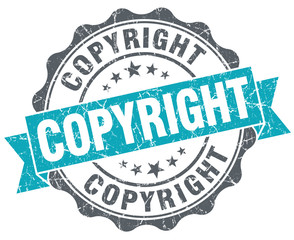 Fototapeta premium Copyright blue grunge retro style isolated seal