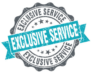 Exclusive service blue grunge retro style isolated seal