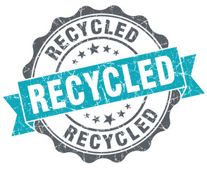 Fototapeta premium Recycled turquoise grunge retro style isolated seal