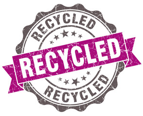 Recycled violet grunge retro style isolated seal