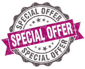 Special offer violet grunge retro style isolated seal