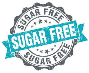 Sugar free turquoise grunge retro style isolated seal