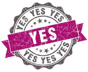 Yes violet grunge retro style isolated seal