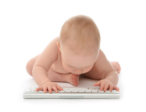 Child Baby Boy Toddler  Hands Typing Wireless Computer