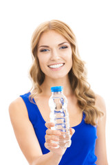 Woman with bottle of water, isolated
