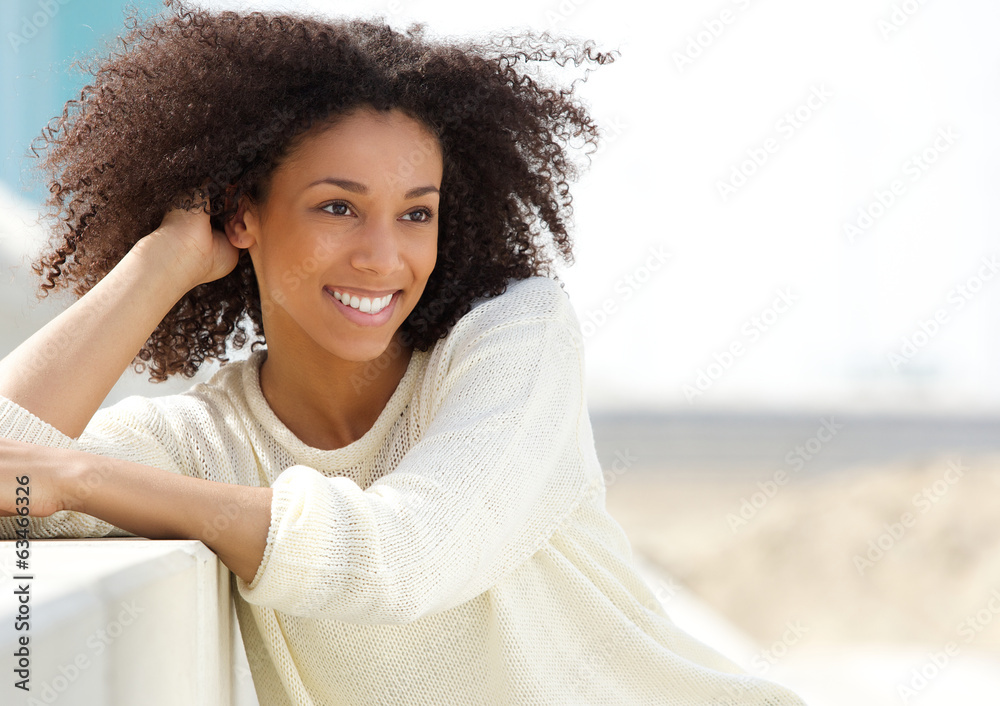 Poster African american woman relaxing outdoors