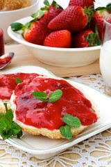 Fresh homemade strawberry jam