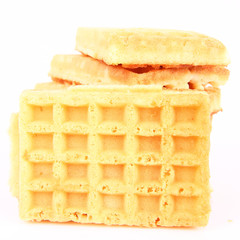 Pile of waffles on a white background
