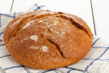 Loaf of bread on table