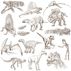 Dinosaurs no.2 - illustrations, full sized hand drawn set © kuco
