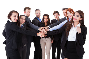 Fototapeta na wymiar Business people stacking hands