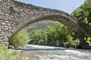 Romanic bridge at la Margineda, Andorra