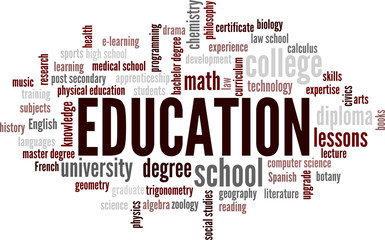 Education Word Cloud Bubble Tags Tree Detailed Vector