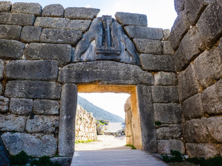 The Lion gate in Mykines, Greece