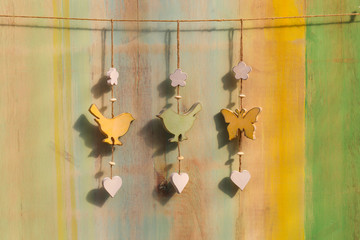 Hanging Decor Wood on String Bird Butterfly