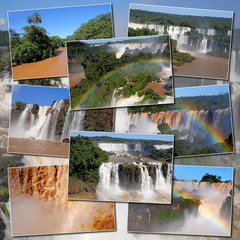 Collage made from pictures of Iguazu falls and river.