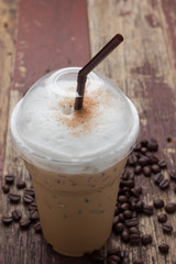 iced blended frappucino, coffee beans
