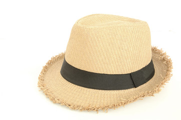 brown hat for traveling isolated on white
