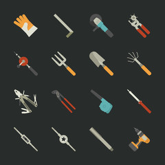Hand tools icon set , flat design