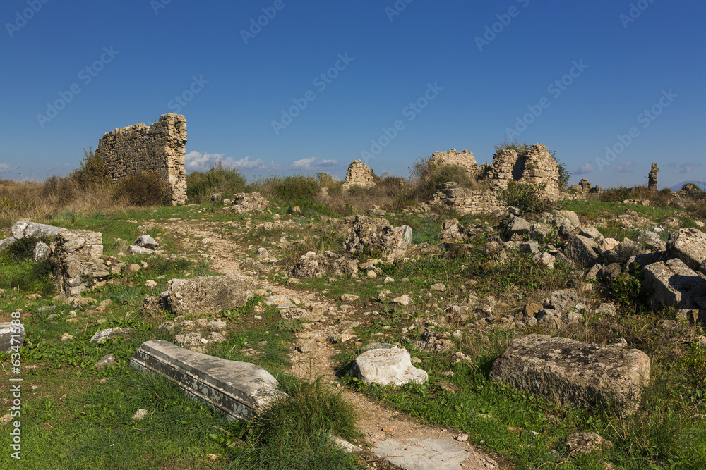 Wall mural ruins in side