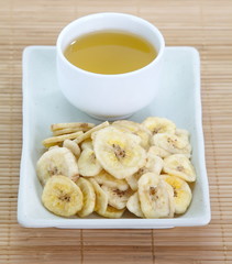 Crunchy banana chips eat with hot tea