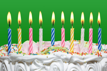Birthday cake with candles.