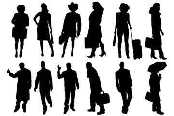 Vector silhouettes of business people.