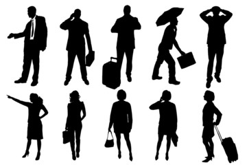 Vector silhouettes of business people.
