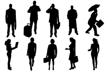 Vector silhouettes of business people.
