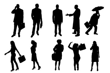Vector silhouettes of business people.
