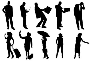 Vector silhouettes of business people.