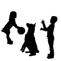 Vector silhouette of children.