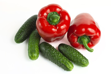 sweet red bell pepper and cucumber