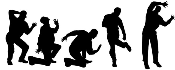 Vector silhouette of a fat man.