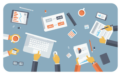 Fototapeta premium Business meeting flat illustration concept