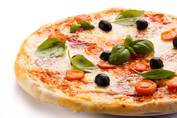 Pizza on white background