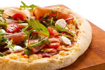 Pizza on cutting board