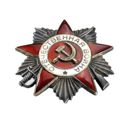 Soviet Order of the Patriotic war on white background.