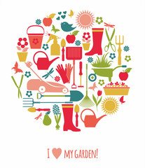 Garden icons illustration