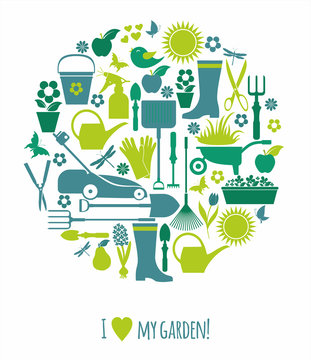 Garden icons illustration