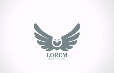 Bird wings abstract vector logo design. Flying Owl icon