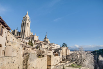 Segovia City walls at Castile and Leon, Spain