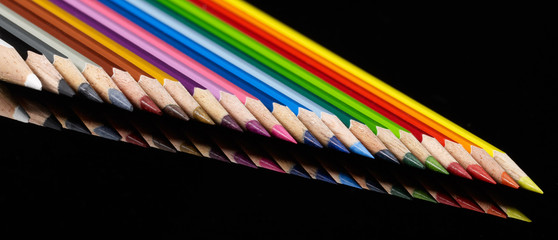 colorful pencils in a row